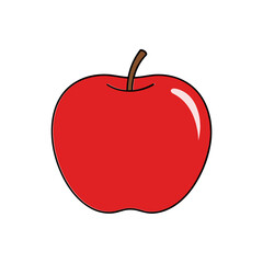 Obraz premium Vibrant Red Apple Isolated on White Background, Healthy Fruit, Simple Illustration