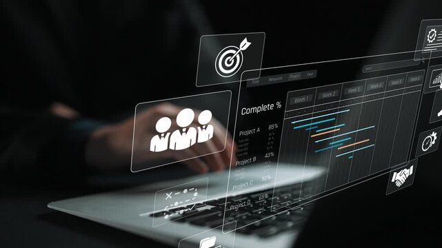 Project management dashboard showing timeline, tasks, milestones, and workflows for planning, tracking, and executing successful business or team projects Marrow
