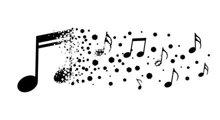 Black Music Notes Floating in Air. © Shal_Kafa_Alfattah