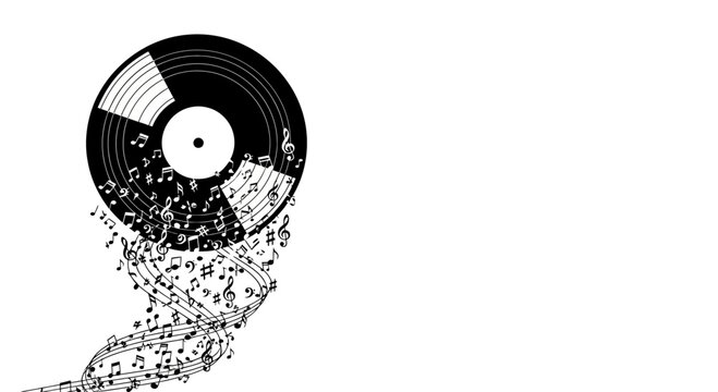 Vinyl record disintegrating into particles.