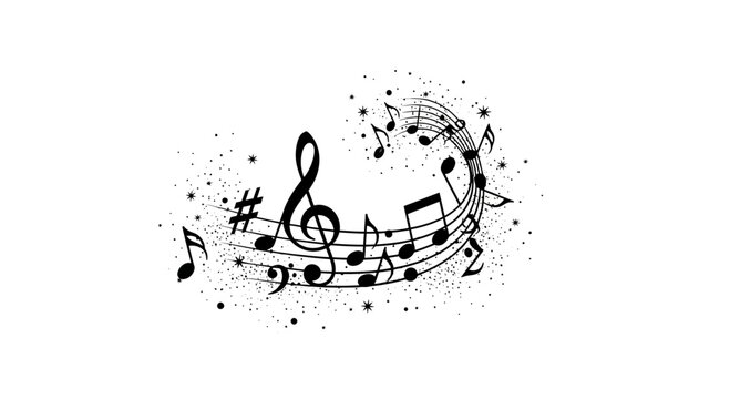 Musical notes and treble clef symbol.