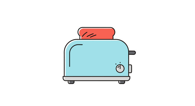 Cartoon toaster with toast slice isolated on white background vector illustration