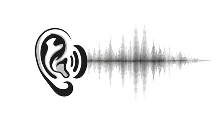 Hearing Ear with Sound Waves. © Shal_Kafa_Alfattah