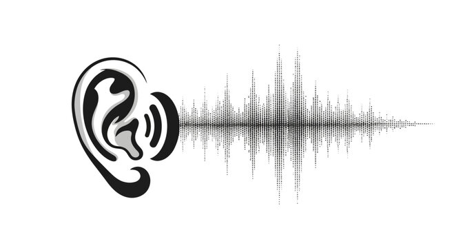 Hearing Ear with Sound Waves.