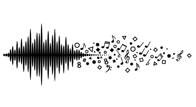 Sound wave turning into musical notes.