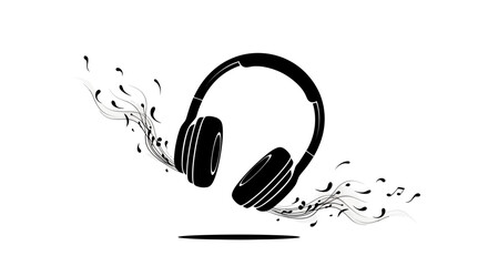 Black Headphones with Music Notes. © Shal_Kafa_Alfattah