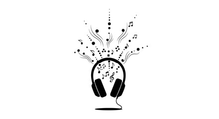 Black Headphones with Music Notes. © Shal_Kafa_Alfattah
