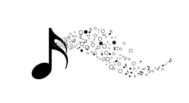 Black music note with circles.