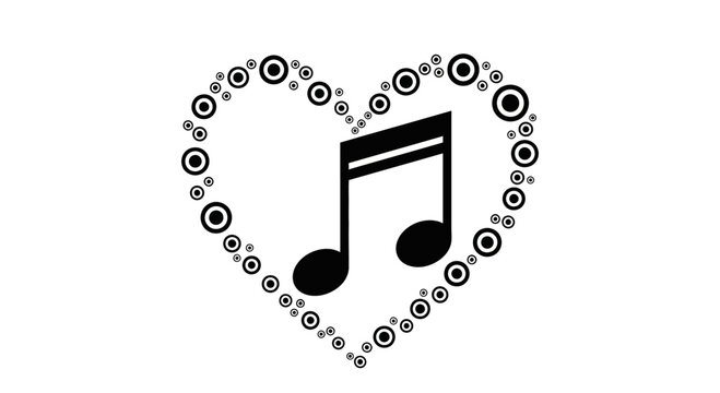Black music note in heart shape.