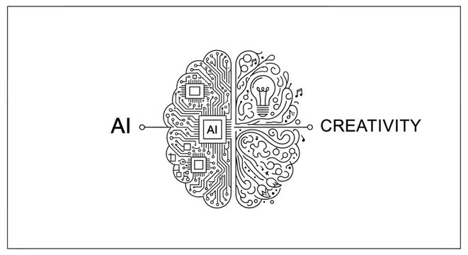 AI and Creativity Brain Concept: Technology meets Imagination