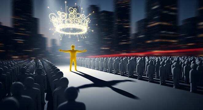 Conceptual representation of leadership excellence and distinctive performance illustrating outstanding achievement and competitive advantage within a corporate professional business environment.