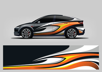 Fototapeta premium orange and white Racing Stripe Background for Car Wrap Design