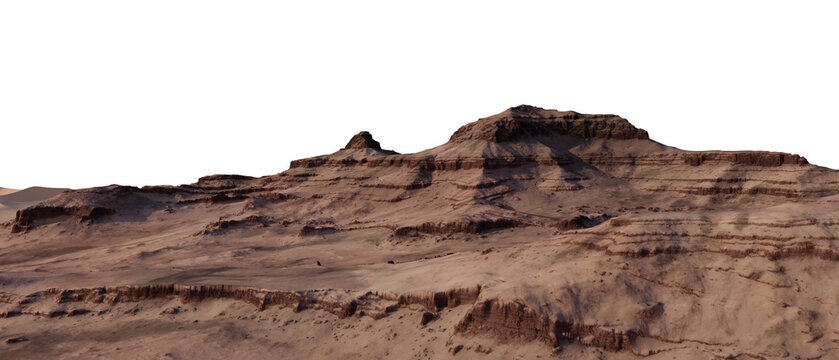 Desert Mesa Landscape With Eroded Rock Formations and Arid Canyon &mdash; 3D Rendering Panorama