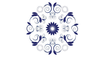 Intricate Blue and White Floral Mandala Design. © art.Co