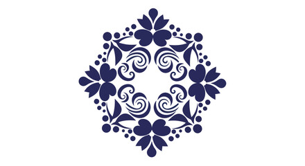 Intricate blue floral ornamental design with symmetrical patterns. © art.Co