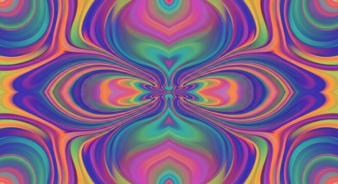 Artistic Rainbow Spectrum Psychedelic Colors Pattern Vibrant Hues Texture Flowing Abstract Forms Groovy Style Design Kaleidoscope Dreamscape Decorative Backdrop Print