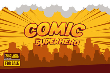Yellow superhero comic cover template background. © Saepul
