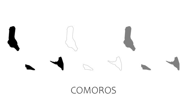 Comoros map in high quality (black, white, grey)