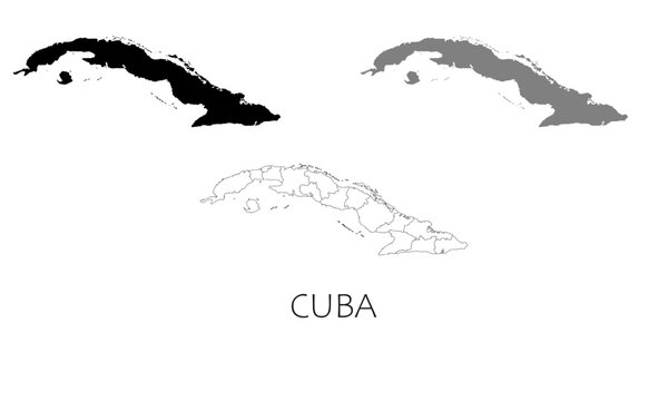 Cuba map in high quality (black, white, grey)