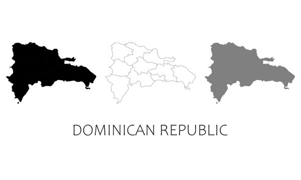 Dominican Republic map in high quality (black, white, grey)