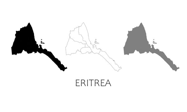 Eritrea map in high quality (black, white, grey)