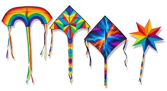 Vibrant Rainbow Kites Collection: Arch, Geometric, Nebula, and Star Designs