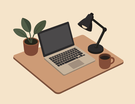 Modern Remote Work Home Office Flat Vector