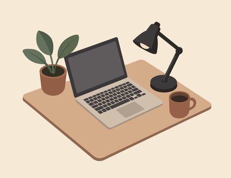 Modern Remote Work Home Office Flat