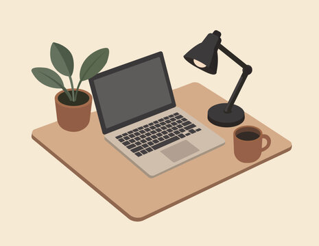 Modern Remote Work Home Office Flat Vector