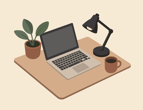 Modern Remote Work Home Office Flat