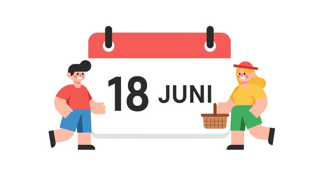Summer Picnic Day - June 18th Calendar Reminder with Happy Couple