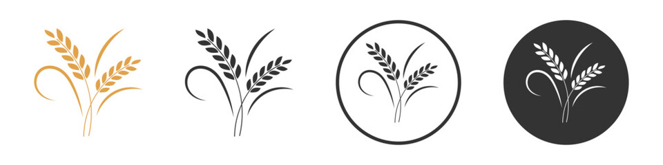 Collection of Farm Wheat Ears Harvest Decorative Element isolated on transparent background. vector stock illustration © TaqwaaArtworks