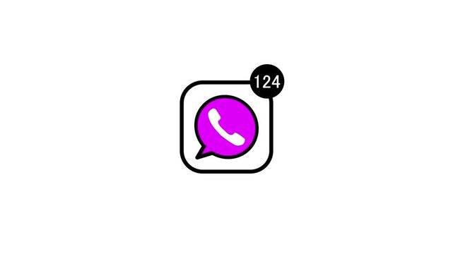 Minimal Chat Icon Animation with Notification Bubble on White Background
