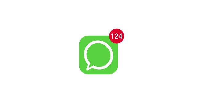 Mobile Chat App Icon Animation Rising Notification Badge Missed Messages Alert