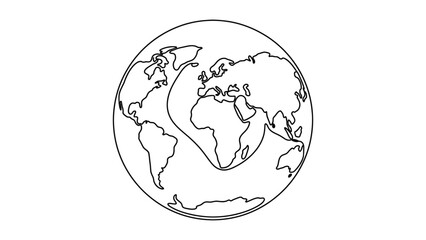 Obraz premium A line drawing of the Earth globe.