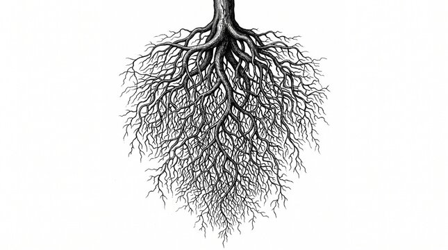 Intricate Tree Root System, Symbolizing Growth and Connection