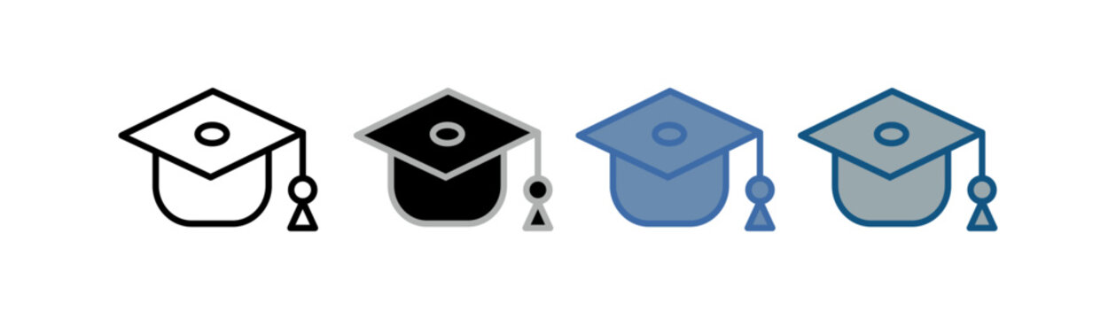 
mortarboard icon set multiple style collection with toga hat design