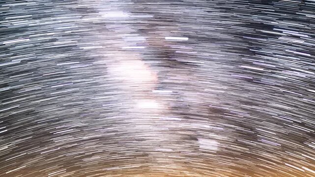 Star Trails of Milky Way Galaxy in South Sky at 35mm Sunrise Above Trona Pinnacles Astrophotography Time Lapse in California USA