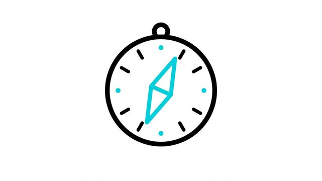 Minimalist compass icon animation showing direction and navigation on a clean white background