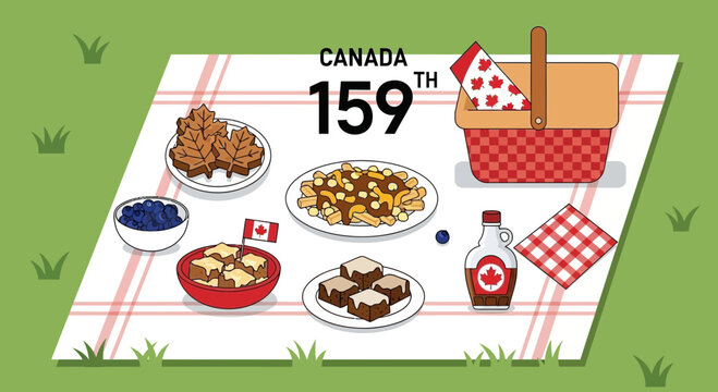 Canada Day 159th Celebration Picnic with Traditional Food and Maple Syrup