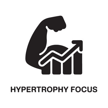 Hypertrophy Focus Icon Muscle Arm and Growth Chart Silhouette