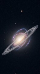 Obraz premium Saturn-like Galaxy with Rings of Stars and Dust in Deep Space.