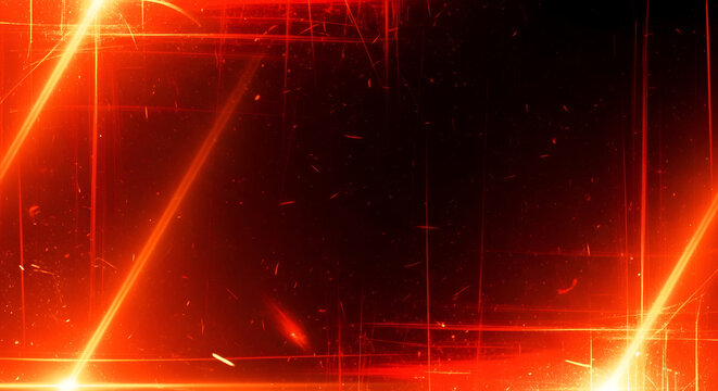 Vibrant orange light streaks on black.