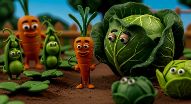 A charming digital artwork meticulously replicating the style of stop-motion claymation