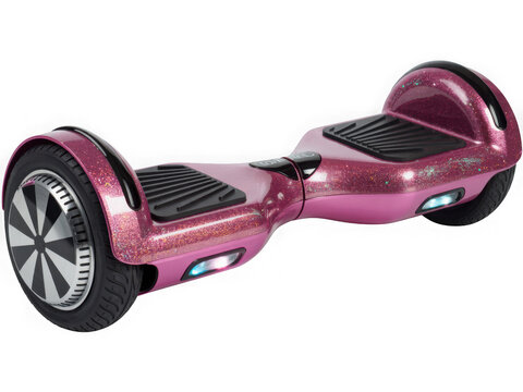 Pink hoverboard with glitter finish isolated on transparent background