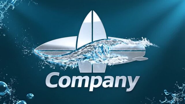 A striking corporate identity concept in fluid motion, featuring a powerful water splash and wave design, symbolizing freshness and dynamism for a modern brand