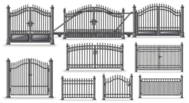Collection of Various Ornamental Metal Gates and Fences.