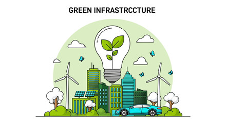Green infrastructure concept with sustainable city and clean energy. © Nasoha_Alhabib