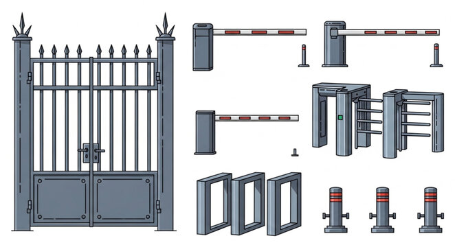 Collection of Metal Gate and Security Fence Components.