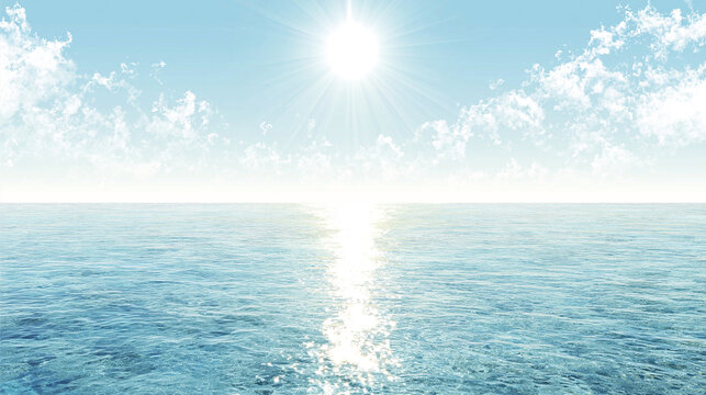 Fantasy Blue Sky and Clouds Background with Sun Rays
,光が差し込む青空と幻想的な雲海背景　夏の爽やかな空イメージ
